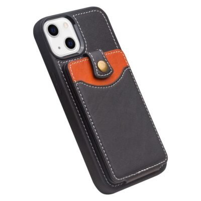 QIALINO for iPhone 13 Case Business Style Card Slots Cowhide Leather Coated Phone Cover by The Case Factory