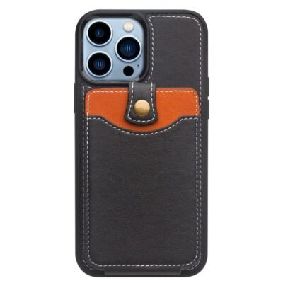 QIALINO for iPhone 13 Pro Case Business Style Card Slots Cowhide Leather Coated Phone Cover by The Case Factory