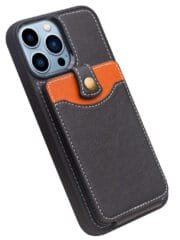 QIALINO for iPhone 13 Pro Case Business Style Card Slots Cowhide Leather Coated Phone Cover by The Case Factory