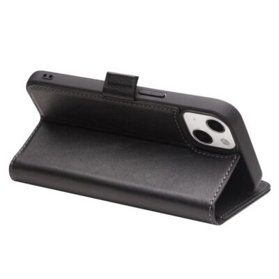 QIALINO for iPhone 13 Mini Case Anti-Fall Magnetic Closure Wallet Genuine Leather Phone Cover by The Case Factory