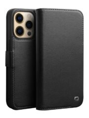 QIALINO For iPhone 13 Pro Classic Cowhide Leather Case Wallet Stand Phone Cover Black iPhone 13 Pro by The Case Factory