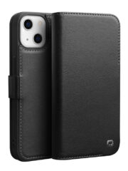QIALINO For iPhone 13 Classic Cowhide Leather Case Wallet Stand Phone Cover Black iPhone 13 by The Case Factory