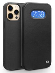 QIALINO for iPhone 13 Pro Max Case Ultra Thin Premium Genuine Leather Flip Cover Black iPhone 13 Pro Max by The Case Factory