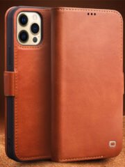 QIALINO for iPhone 12 Pro Case Magnetic Clasp Genuine Leather Wallet Stand Phone Cover by The Case Factory