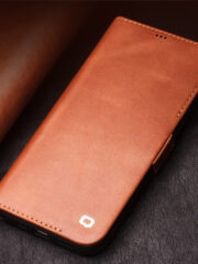 QIALINO for iPhone 12 Pro Max Case Magnetic Clasp Genuine Leather Wallet Stand Phone Cover by The Case Factory