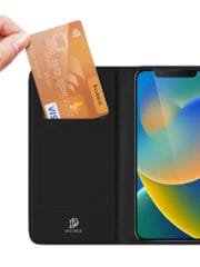 DUX DUCIS Skin Pro Series for iPhone 14 Folio Flip Leather Case with Card Holder Foldable Stand Phone Cover by The Case Factory