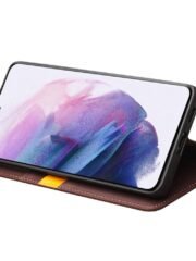 QIALINO Genuine Cowhide Leather Wallet Cover for Samsung Galaxy S21 4G/5G by The Case Factory