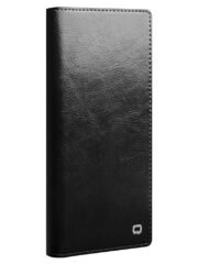 QIALINO For Samsung Galaxy S22 Ultra Wallet Case Waxy Genuine Cow Leather Flip Phone Cover by The Case Factory