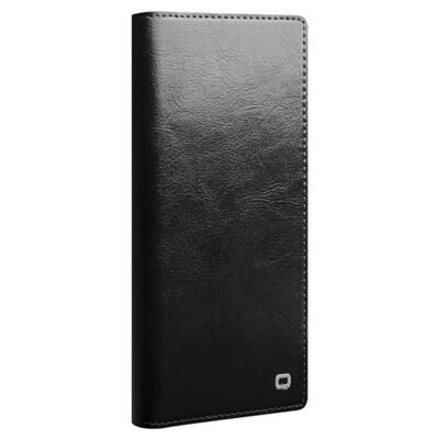 QIALINO For Samsung Galaxy S22 Ultra Wallet Case Waxy Genuine Cow Leather Flip Phone Cover by The Case Factory