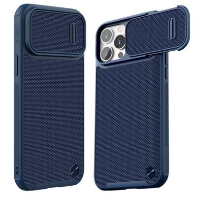 NILLKIN for iPhone 13 Pro Max Case Nylon Fiber Textured Phone Cover with Slide Camera Cover Blue iPhone 13 Pro Max by The Case Factory