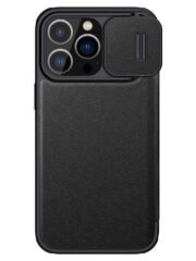 NILLKIN Qin Pro Series for iPhone 14 Pro Anti-scratch Case PU Leather Back Cover with Card Slot and Sliding Lens Protector by The Case Factory