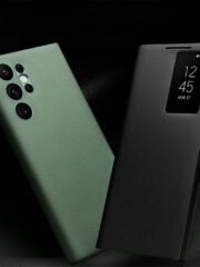 QIALINO For Samsung Galaxy S22 Ultra Case Smart View Window Genuine Cowhide Leather Flip Cover by The Case Factory