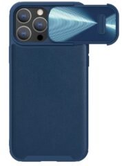 NILLKIN For iPhone 13 Pro Max PU Leather Coated Case Slide Camera Cover Anti-drop Phone Protector Blue iPhone 13 Pro Max by The Case Factory