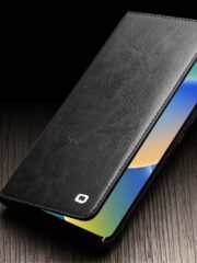 QIALINO For iPhone 14 Case Card Holder Genuine Cow Leather Stand Phone Cover by The Case Factory