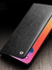 QIALINO For iPhone 14 Pro Case Card Holder Genuine Cow Leather Stand Phone Cover by The Case Factory