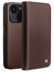 QIALINO For iPhone 14 Plus Case Classic Genuine Leather Wallet Business Phone Cover Brown iPhone 14 Plus by The Case Factory