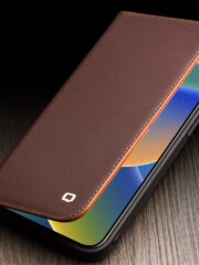 QIALINO For iPhone 14 Plus Case Classic Genuine Leather Wallet Business Phone Cover by The Case Factory