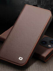 QIALINO For iPhone 14 Plus Case Classic Genuine Leather Wallet Business Phone Cover by The Case Factory