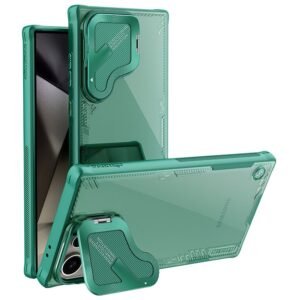 NILLKIN Iceblade CamProp for Samsung Galaxy S24 Ultra Case Lens Cover Kickstand PC-TPU Phone Shell Green Samsung Galaxy S24 Ultra by The Case Factory