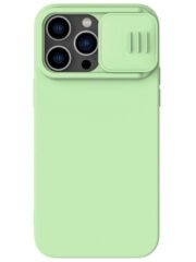 NILLKIN For iPhone 14 Pro Max Magnetic Absorption Phone Cover Silicone Slide Camera Protection Case | Compatible with MagSafe Green iPhone 14 Pro Max by The Case Factory