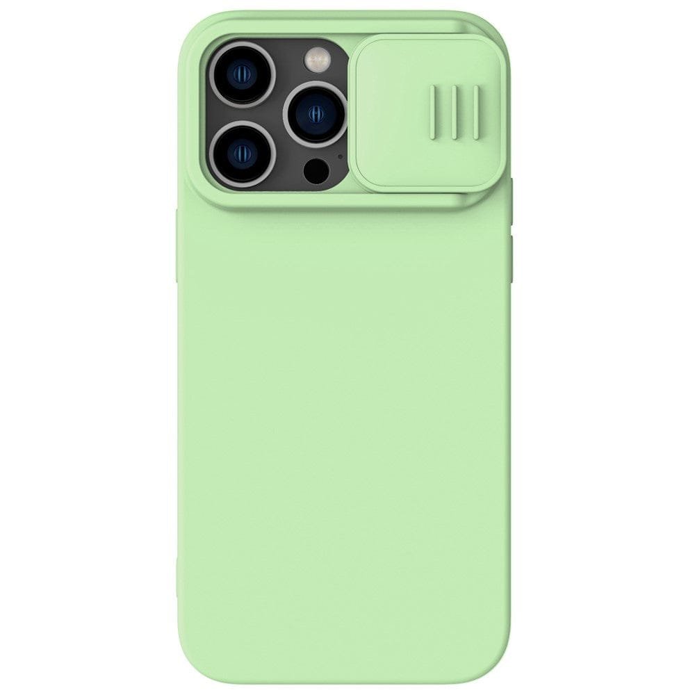 NILLKIN For iPhone 14 Pro Max Magnetic Absorption Phone Cover Silicone Slide Camera Protection Case | Compatible with MagSafe Green iPhone 14 Pro Max by The Case Factory