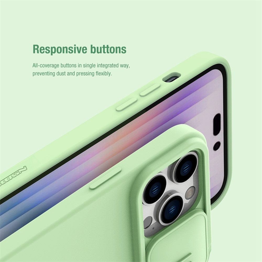 NILLKIN For iPhone 14 Pro Max Magnetic Absorption Phone Cover Silicone Slide Camera Protection Case | Compatible with MagSafe by The Case Factory