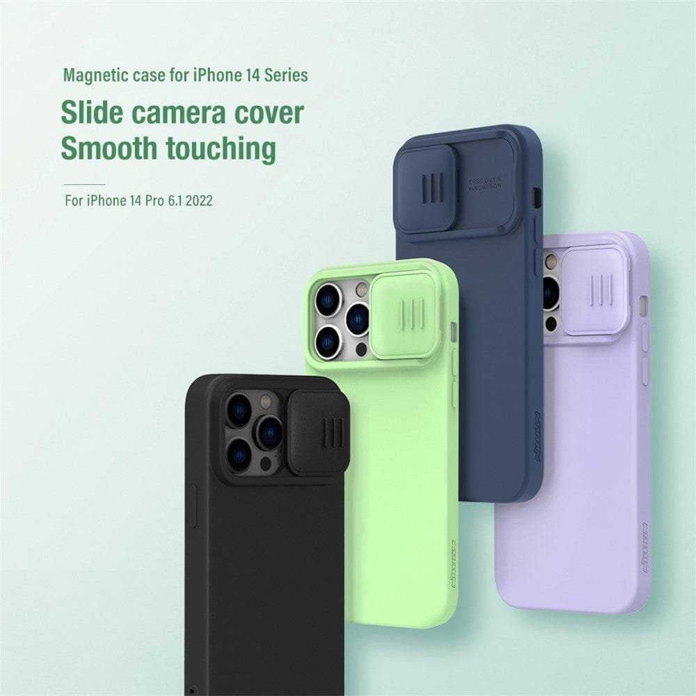 NILLKIN For iPhone 14 Pro Max Magnetic Absorption Phone Cover Silicone Slide Camera Protection Case | Compatible with MagSafe by The Case Factory