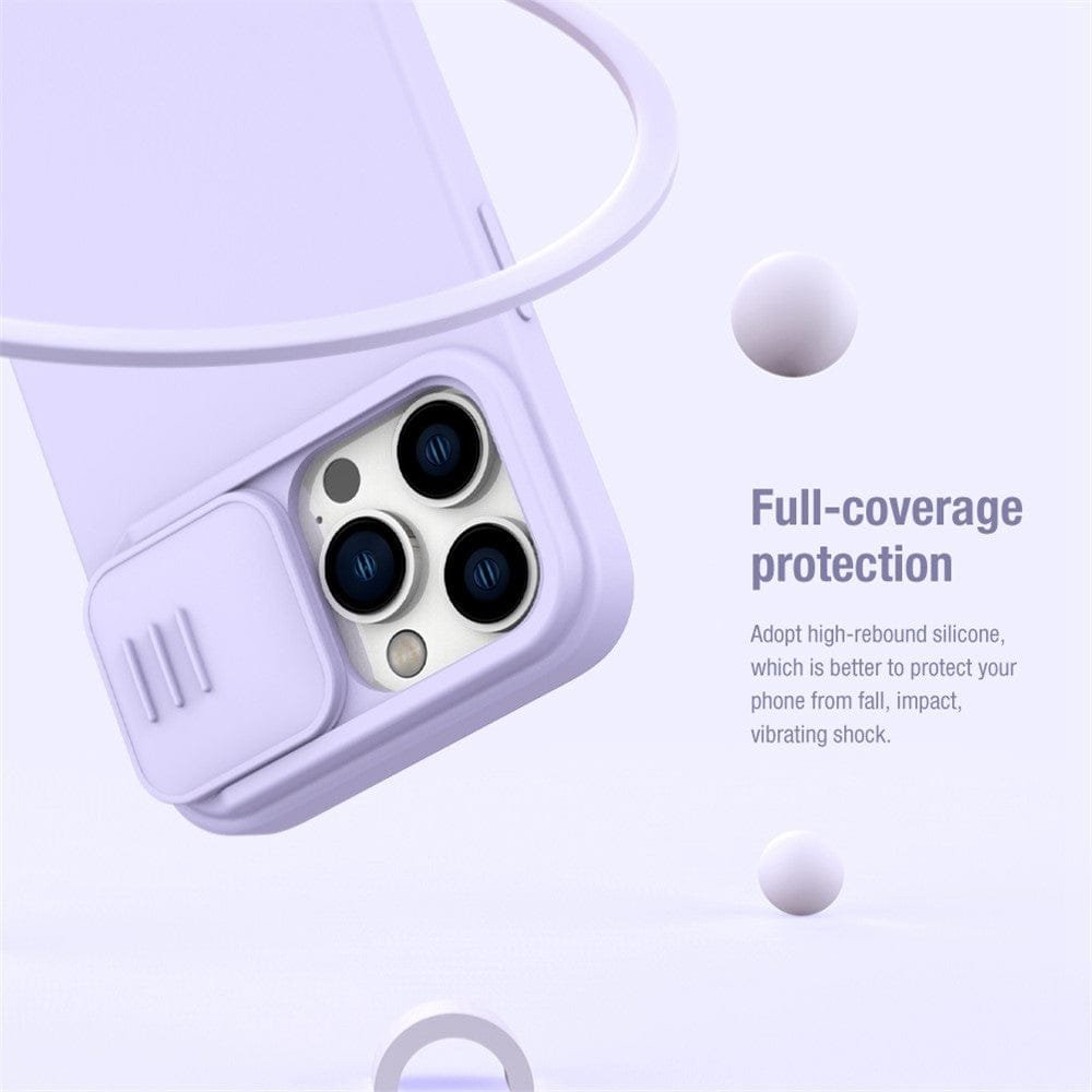 NILLKIN For iPhone 14 Pro Max Magnetic Absorption Phone Cover Silicone Slide Camera Protection Case | Compatible with MagSafe by The Case Factory