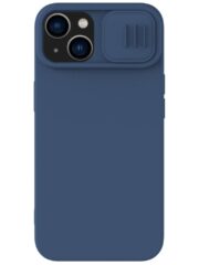 NILLKIN For iPhone 14 / iPhone 13 Magnetic Silicone Case Slide Camera Protection Phone Cover | Compatible with MagSafe Blue by The Case Factory