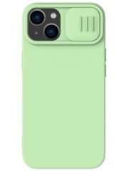 NILLKIN Silicone Case for iPhone 14 Plus Slide Camera Protection Drop-proof Phone Cover Green iPhone 14 Plus by The Case Factory