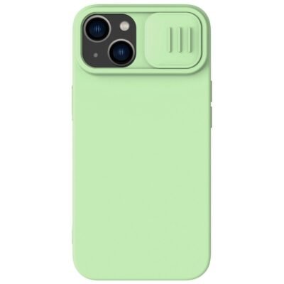 NILLKIN Silicone Case for iPhone 14 Plus Slide Camera Protection Drop-proof Phone Cover Green iPhone 14 Plus by The Case Factory