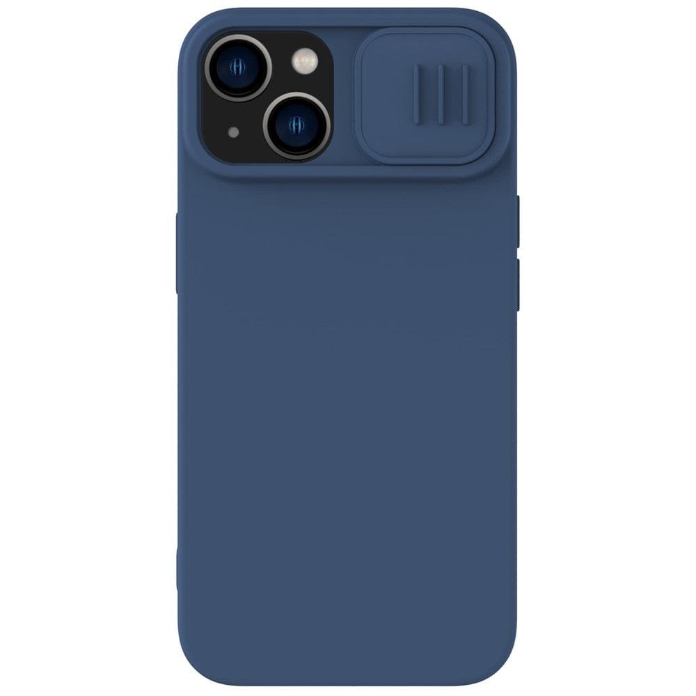 NILLKIN Silicone Case for iPhone 14 Plus Slide Camera Protection Drop-proof Phone Cover Blue iPhone 14 Plus by The Case Factory