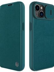 NILLKIN Qin Pro Series for iPhone 14 / iPhone 13 Full Protection Case with Sliding Lens Cover PU Leather Phone Cover with Card Holder by The Case Factory