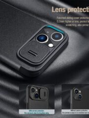 NILLKIN Qin Pro Series for iPhone 14 / iPhone 13 Full Protection Case with Sliding Lens Cover PU Leather Phone Cover with Card Holder by The Case Factory
