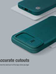 NILLKIN Qin Pro Series for iPhone 14 / iPhone 13 Full Protection Case with Sliding Lens Cover PU Leather Phone Cover with Card Holder by The Case Factory