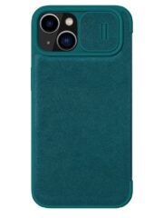 NILLKIN Qin Pro Series for iPhone 14 Plus Case Cloth Texture Sliding Lens Protection PU Leather Phone Holder with Card Holder by The Case Factory