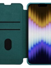 NILLKIN Qin Pro Series for iPhone 14 Plus Case Cloth Texture Sliding Lens Protection PU Leather Phone Holder with Card Holder by The Case Factory