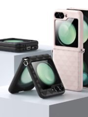 DUX DUCIS Fitt Series for Samsung Galaxy Z Flip7 FE / Z Flip6 Case Rhombus Leather Phone Cover by The Case Factory