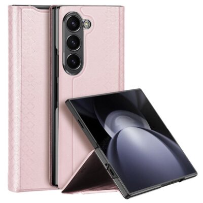DUX DUCIS Bril Series For Samsung Galaxy Z Fold6 Magnetic Case Leather Phone Cover with Stand Pink Samsung Galaxy Z Fold6 by The Case Factory
