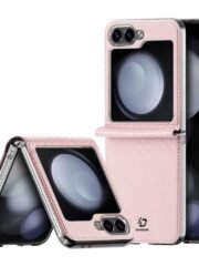 DUX DUCIS Bril Series For Samsung Galaxy Z Flip7 FE / Z Flip6 Magnetic Case Leather Phone Cover with Stand Pink by The Case Factory