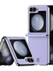 DUX DUCIS Bril Series For Samsung Galaxy Z Flip7 FE / Z Flip6 Magnetic Case Leather Phone Cover with Stand Purple by The Case Factory
