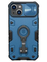 NILLKIN CamShield Armor Pro for iPhone 14 / iPhone 13 Case Slide Lens Protection Tire Texture Kickstand Phone Cover Blue by The Case Factory