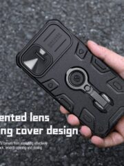 NILLKIN CamShield Armor Pro for iPhone 14 / iPhone 13 Case Slide Lens Protection Tire Texture Kickstand Phone Cover by The Case Factory