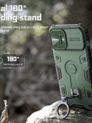 NILLKIN CamShield Armor Pro for iPhone 14 / iPhone 13 Case Slide Lens Protection Tire Texture Kickstand Phone Cover by The Case Factory