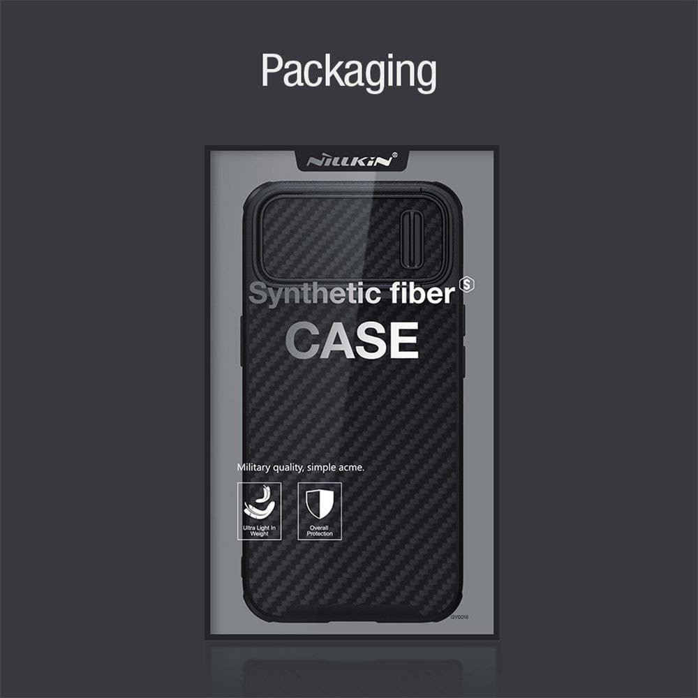 NILLKIN Carbon Fiber Case for iPhone 14 / iPhone 13 Shockproof Phone Cover with Slide Camera Protection by The Case Factory