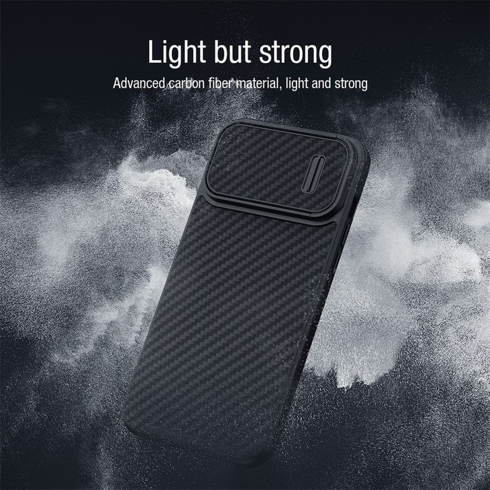 NILLKIN Carbon Fiber Case for iPhone 14 / iPhone 13 Shockproof Phone Cover with Slide Camera Protection by The Case Factory