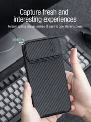 NILLKIN Carbon Fiber Case for iPhone 14 / iPhone 13 Shockproof Phone Cover with Slide Camera Protection by The Case Factory