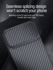NILLKIN Carbon Fiber Case for iPhone 14 / iPhone 13 Shockproof Phone Cover with Slide Camera Protection by The Case Factory