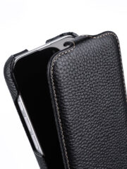 MELKCO For iPhone 16 Pro Flip Case Genuine Cow Leather Vertical Phone Cover | Compatible with MagSafe by The Case Factory