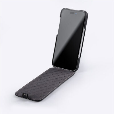 MELKCO For iPhone 16 Pro Max Flip Case Genuine Cow Leather Vertical Phone Cover | Compatible with MagSafe by The Case Factory